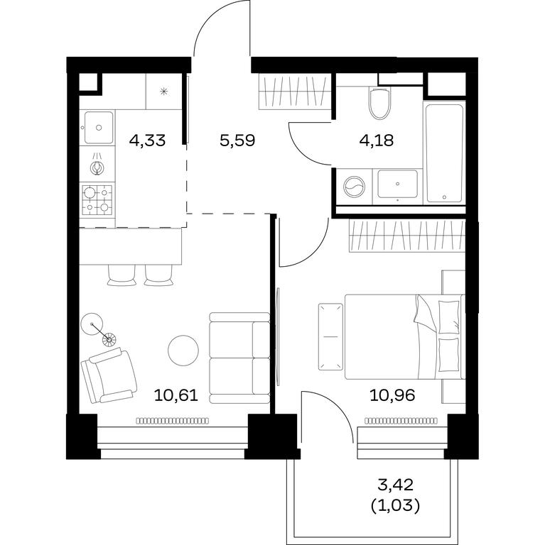 Apartment Sale, 36.7 sq. m. at Nova, Bratyev Fonchenko Street, вл21, Moscow, Russia #1 Apartment Sale, 36.7 sq. m. at Nova, Bratyev Fonchenko Street, вл21, Moscow, Russia #1