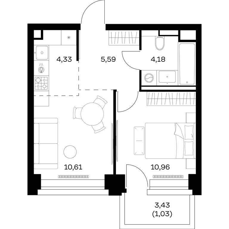 Apartment Sale, 36.7 sq. m. at Nova, Bratyev Fonchenko Street, вл21, Moscow, Russia #1 Apartment Sale, 36.7 sq. m. at Nova, Bratyev Fonchenko Street, вл21, Moscow, Russia #1