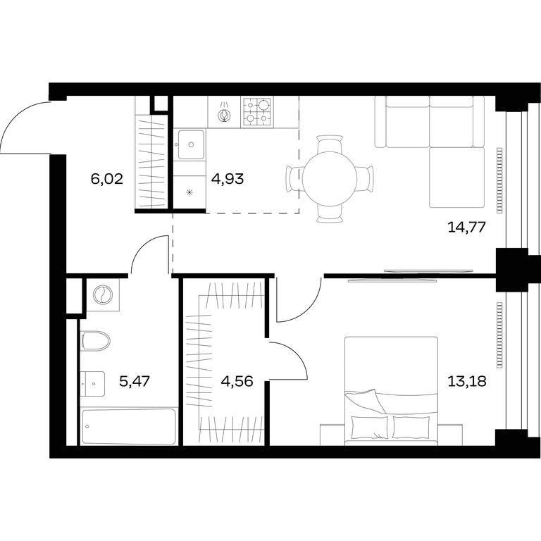 Apartment Sale, 48.93 sq. m. at Nova, Bratyev Fonchenko Street, вл21, Moscow, Russia #1