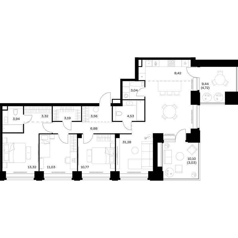2-BD Apartment Sale, 111.03 sq. m. at Nova, Bratyev Fonchenko Street, вл21, Moscow, Russia #1 2-BD Apartment Sale, 111.03 sq. m. at Nova, Bratyev Fonchenko Street, вл21, Moscow, Russia #1