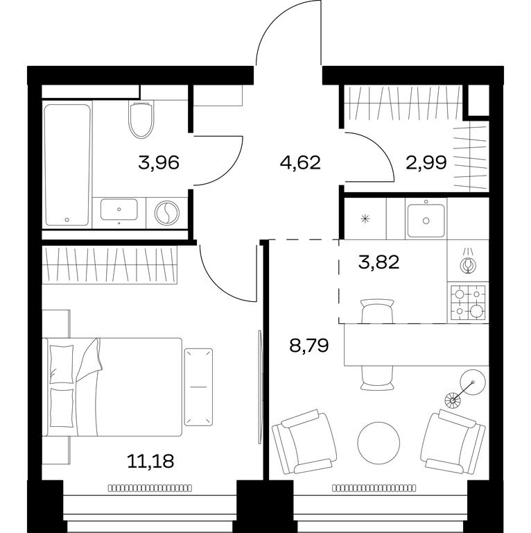Apartment Sale, 35.36 sq. m. at Nova, Bratyev Fonchenko Street, вл21, Moscow, Russia #1 Apartment Sale, 35.36 sq. m. at Nova, Bratyev Fonchenko Street, вл21, Moscow, Russia #1