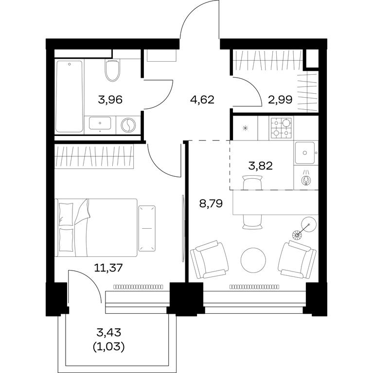 Apartment Sale, 36.58 sq. m. at Nova, Bratyev Fonchenko Street, вл21, Moscow, Russia #1 Apartment Sale, 36.58 sq. m. at Nova, Bratyev Fonchenko Street, вл21, Moscow, Russia #1