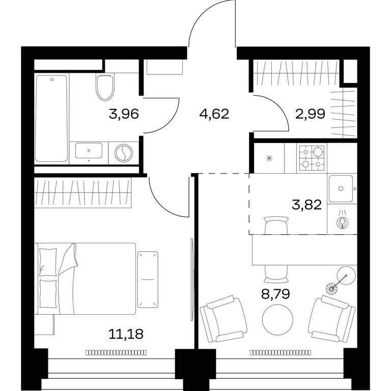 Apartment Sale, 35.36平方米 at Nova, Bratyev Fonchenko Street, вл21, Moscow, Russia #1 Apartment Sale, 35.36平方米 at Nova, Bratyev Fonchenko Street, вл21, Moscow, Russia #1