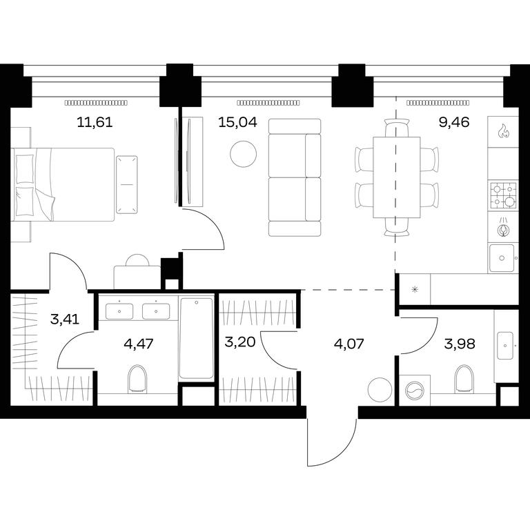 Apartment Sale, 55.24 sq. m. at Nova, Bratyev Fonchenko Street, вл21, Moscow, Russia #1