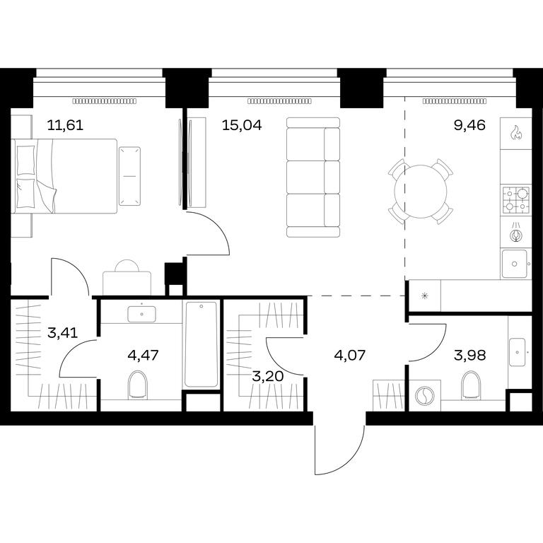 Apartment Sale, 55.24 sq. m. at Nova, Bratyev Fonchenko Street, вл21, Moscow, Russia #1
