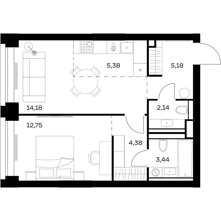 Apartment Sale, 47.45 sq. m. at Nova, Bratyev Fonchenko Street, вл21, Moscow, Russia #1 Apartment Sale, 47.45 sq. m. at Nova, Bratyev Fonchenko Street, вл21, Moscow, Russia #1