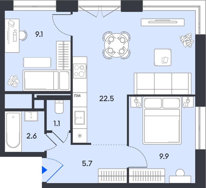 2-BD Apartment Sale, 50.9平方米 at balance, Ryazansky Avenue, Moscow, Russia #1 2-BD Apartment Sale, 50.9平方米 at balance, Ryazansky Avenue, Moscow, Russia #1
