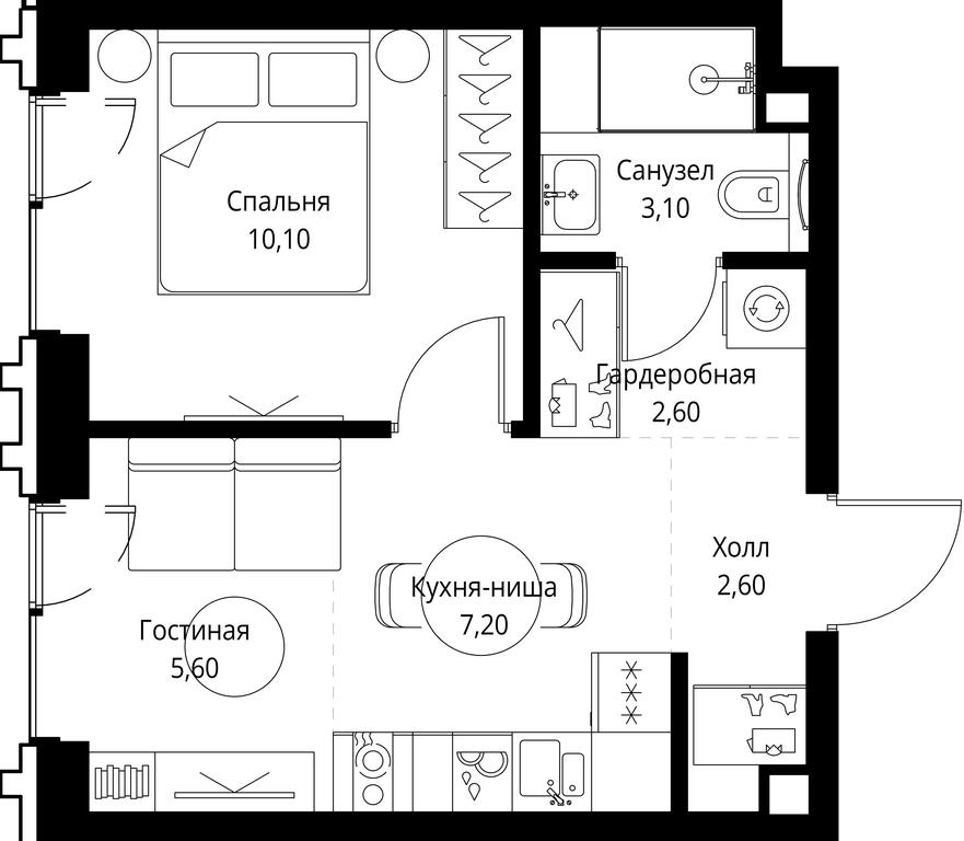 Продажа 1-комн. квартиры, 31,2 м² в ЖК «VEER», Верейская улица, Москва, Россия #1 Продажа 1-комн. квартиры, 31,2 м² в ЖК «VEER», Верейская улица, Москва, Россия #1