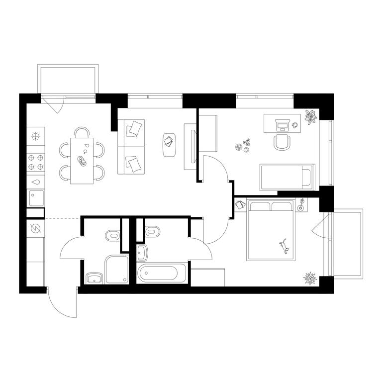 2-BD Apartment Sale, 54.1 sq. m. at Buninskaja naberezhnaja, ZhK Buninskaya Naberezhnaya, Moscow, Russia #1 2-BD Apartment Sale, 54.1 sq. m. at Buninskaja naberezhnaja, ZhK Buninskaya Naberezhnaya, Moscow, Russia #1