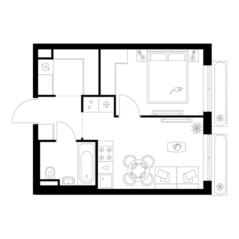1-BD Apartment Sale, 33.5平方米 at Salarevo Park, Salaryevskaya Street, 8к1, Moskovskiy Settlement, Moscow, Russia #1
