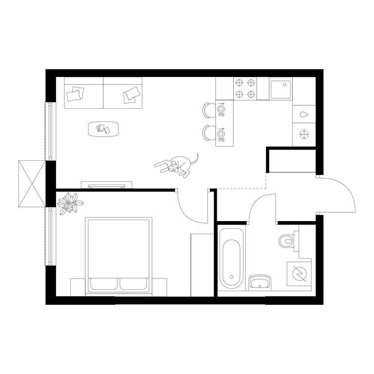 1-BD Apartment Sale, 35.9 sq. m. at Moskvoreche, Kotlyakovskaya Street, Moscow, Russia #1