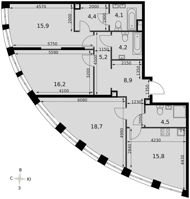 3-BD Apartment Sale, 97.3平方米 at Sydney City, Shenogina Street, 2, Moscow, Russia #2 3-BD Apartment Sale, 97.3平方米 at Sydney City, Shenogina Street, 2, Moscow, Russia #2