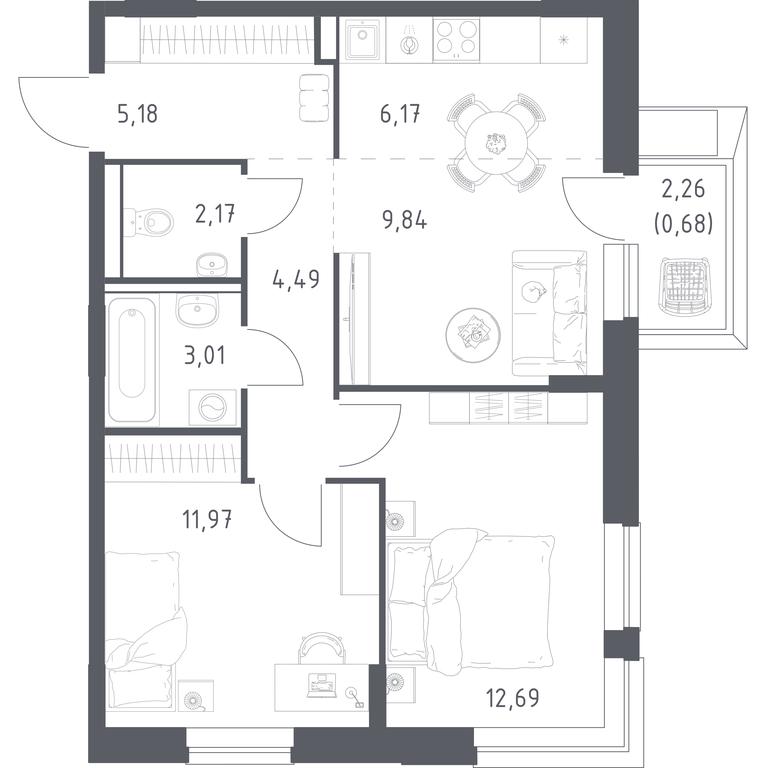 Продажа 1-комн. квартиры, 56,2 м² в ЖК «Егорово Парк», 1-й квартал, посёлок Жилино-1, городской округ Люберцы, Московская область, Россия #1 Продажа 1-комн. квартиры, 56,2 м² в ЖК «Егорово Парк», 1-й квартал, посёлок Жилино-1, городской округ Люберцы, Московская область, Россия #1