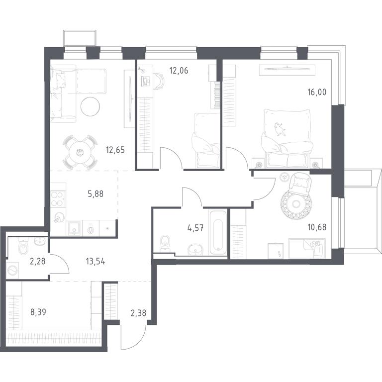 Продажа 2-комн. квартиры, 88,43 м² в ЖК «Егорово Парк», 1-й квартал, посёлок Жилино-1, городской округ Люберцы, Московская область, Россия #1 Продажа 2-комн. квартиры, 88,43 м² в ЖК «Егорово Парк», 1-й квартал, посёлок Жилино-1, городской округ Люберцы, Московская область, Россия #1