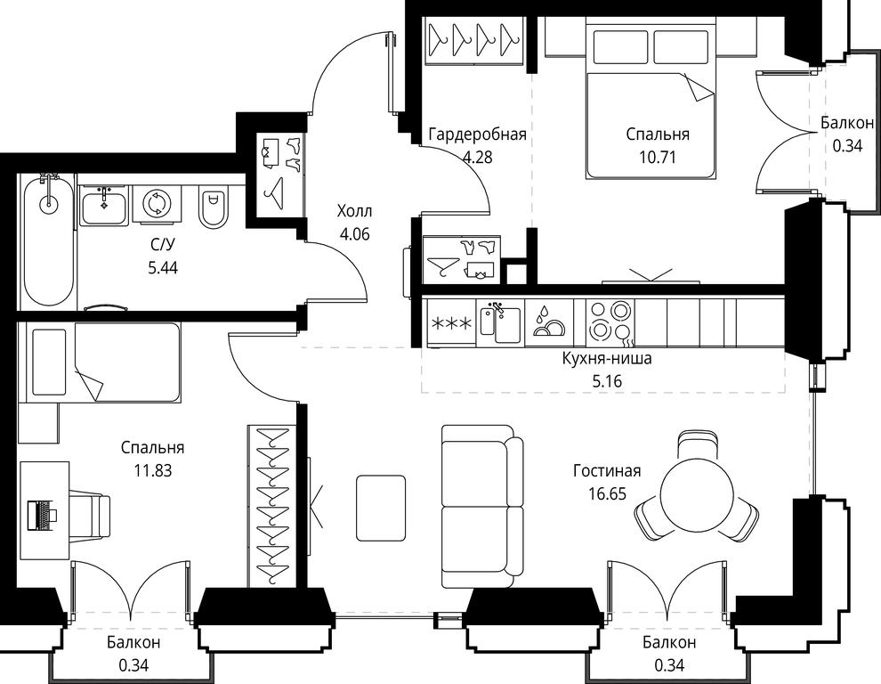 Продажа 2-комн. квартиры, 59,15 м² в ЖК «SET (Сет)», Верейская улица, Москва, Россия #1 Продажа 2-комн. квартиры, 59,15 м² в ЖК «SET (Сет)», Верейская улица, Москва, Россия #1
