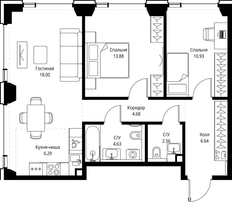 Продажа 2-комн. квартиры, 67,61 м² в ЖК «SET (Сет)», Верейская улица, Москва, Россия #1 Продажа 2-комн. квартиры, 67,61 м² в ЖК «SET (Сет)», Верейская улица, Москва, Россия #1