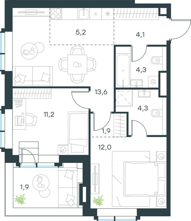 2-BD Apartment Sale, 58.5 sq. m. at Paveletskaya City, Dubininskaya Street, 59, Moscow, Russia #1 2-BD Apartment Sale, 58.5 sq. m. at Paveletskaya City, Dubininskaya Street, 59, Moscow, Russia #1