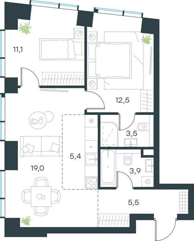 2-BD Apartment Sale, 60.9 sq. m. at Paveletskaya City, Dubininskaya Street, 59, Moscow, Russia #1 2-BD Apartment Sale, 60.9 sq. m. at Paveletskaya City, Dubininskaya Street, 59, Moscow, Russia #1