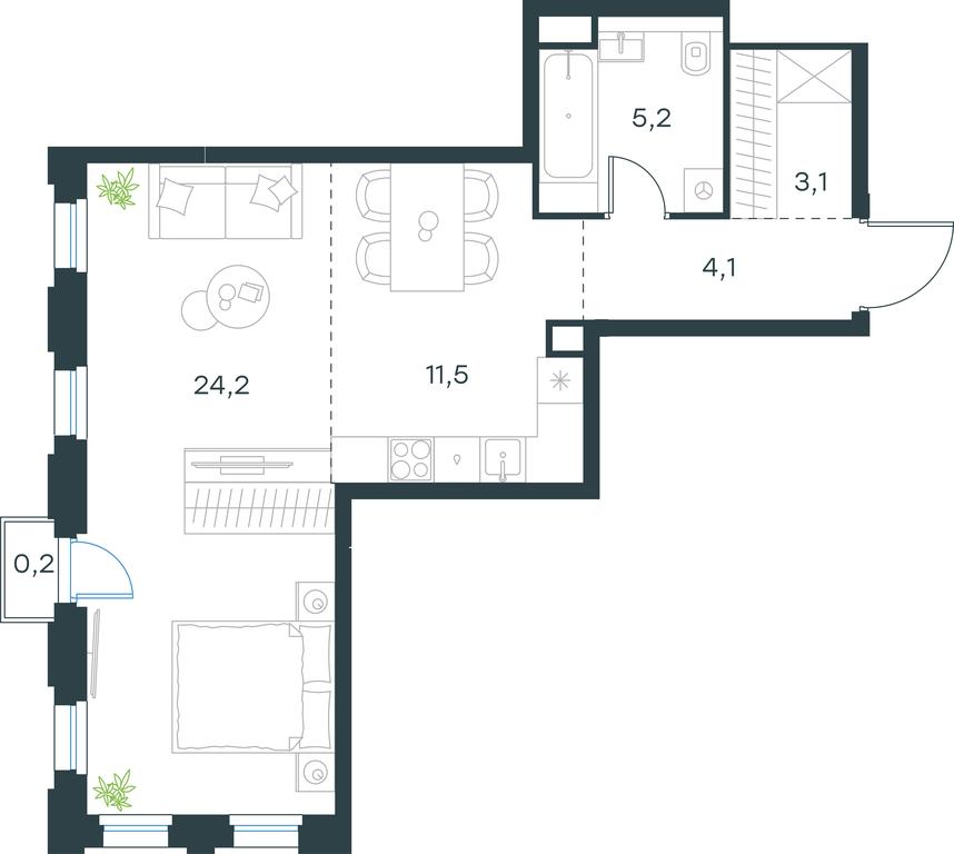 Apartment Sale, 48.3平方米 at Level Seligerskaya, Ilmenskiy Drive, 12, Moscow, Russia #1 Apartment Sale, 48.3平方米 at Level Seligerskaya, Ilmenskiy Drive, 12, Moscow, Russia #1
