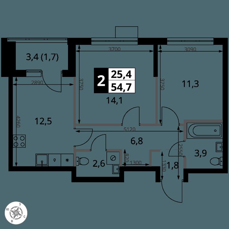 2-BD Apartment Sale, 54.7 sq. m. at 1 Yasenevskij, Kvartal № 24, Mosrentgen Settlement, Moscow, Russia #1 2-BD Apartment Sale, 54.7 sq. m. at 1 Yasenevskij, Kvartal № 24, Mosrentgen Settlement, Moscow, Russia #1