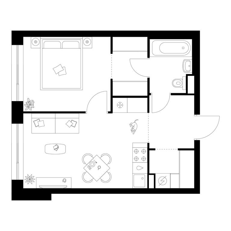 1-BD Apartment Sale, 39.4平方米 at Narvin, Kronshtadtsky Boulevard, 14с13, Moscow, Russia #1 1-BD Apartment Sale, 39.4平方米 at Narvin, Kronshtadtsky Boulevard, 14с13, Moscow, Russia #1