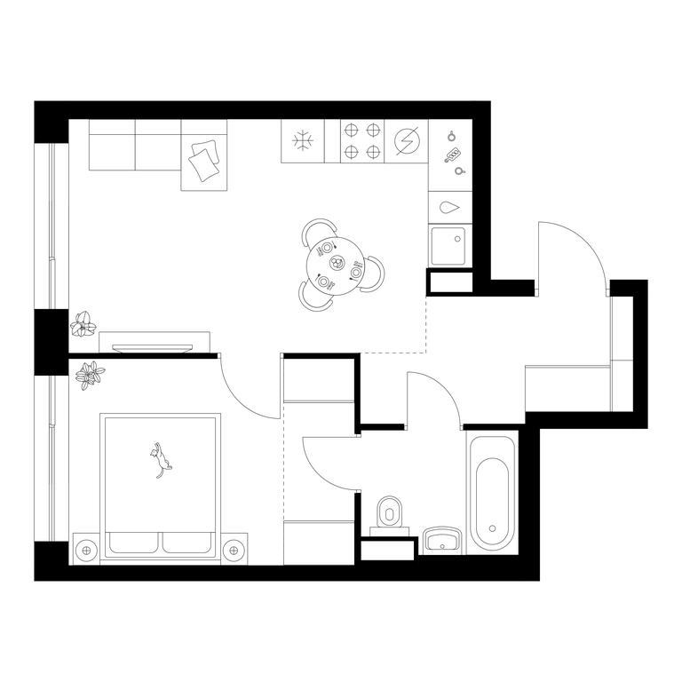 1-BD Apartment Sale, 36.4 sq. m. at Narvin, Kronshtadtsky Boulevard, 14с13, Moscow, Russia #1