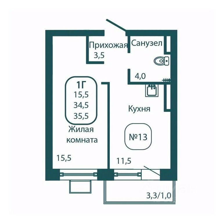 Apartment Sale, 35.5 sq. m. at Andreevka LIFE, Georgievskoe Highway, Moscow Region, Russia #1