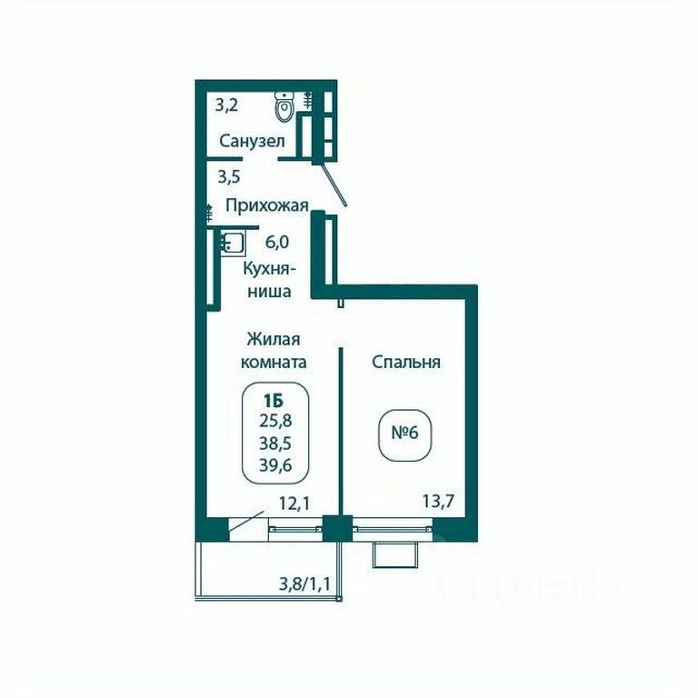 Apartment Sale, 39.6 sq. m. at Andreevka LIFE, Georgievskoe Highway, Moscow Region, Russia #1