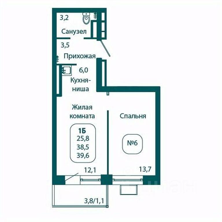 Apartment Sale, 39.6 sq. m. at Andreevka LIFE, Georgievskoe Highway, Moscow Region, Russia #1