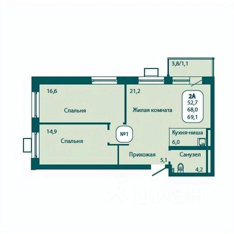 1-BD Apartment Sale, 69.1 sq. m. at Andreevka LIFE, Georgievskoe Highway, Moscow Region, Russia #1