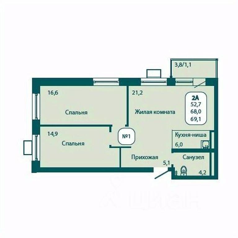 1-BD Apartment Sale, 69.1 sq. m. at Andreevka LIFE, Georgievskoe Highway, Moscow Region, Russia #1