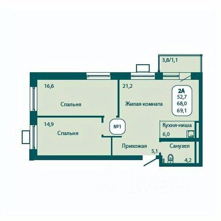 1-BD Apartment Sale, 69.1 sq. m. at Andreevka LIFE, Georgievskoe Highway, Moscow Region, Russia #1