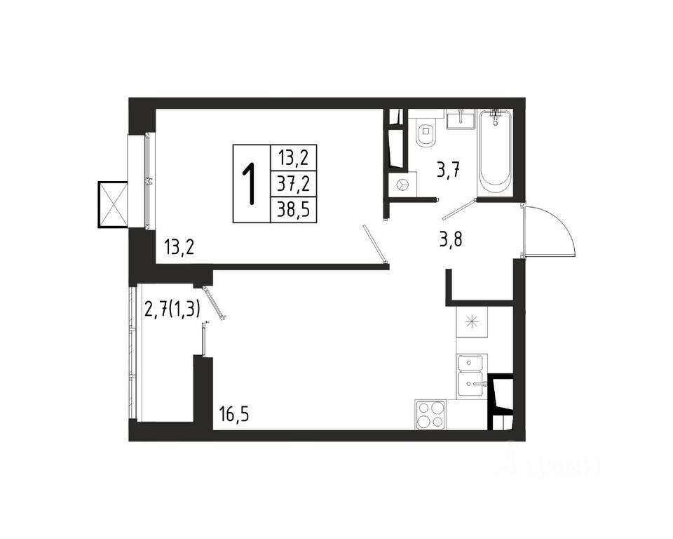 Продажа квартиры, 38,5 м² в ЖК «Берег», Береговая улица, Химки, Московская область, Россия #1