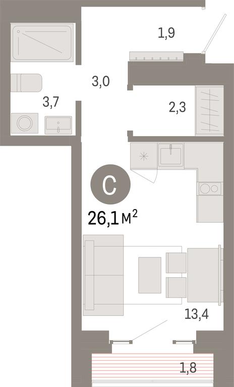 Apartment Sale, 26.1 sq. m. at Kvartal Metronom, Tagilskaya Street, Moscow, Russia #1