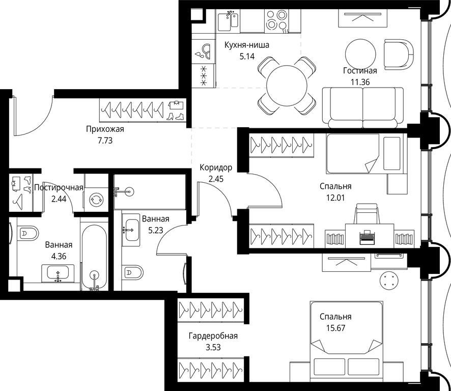 Продажа 2-комн. квартиры, 69,92 м² в ЖК «MИRA», проспект Мира, Москва, Россия #1 Продажа 2-комн. квартиры, 69,92 м² в ЖК «MИRA», проспект Мира, Москва, Россия #1