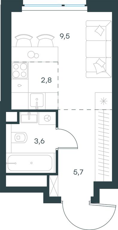 Apartment Sale, 21.6 sq. m. at Level Michurinskiy, Озёрная улица, вл1, Москва, Россия #1