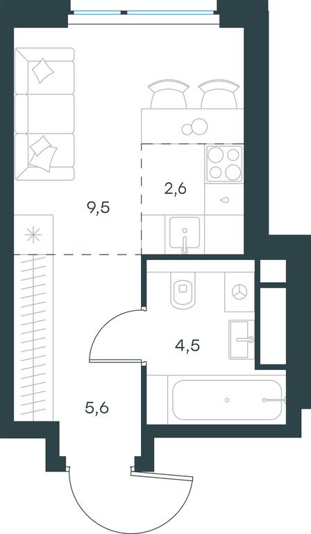 Apartment Sale, 22.2 sq. m. at Level Michurinskiy, Озёрная улица, вл1, Москва, Россия #1 Apartment Sale, 22.2 sq. m. at Level Michurinskiy, Озёрная улица, вл1, Москва, Россия #1