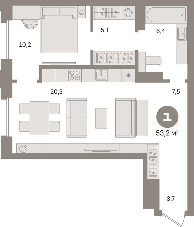 1-BD Apartment Sale, 53.2平方米 at Kvartal «MONS», Ogorodny Drive, Moscow, Russia #1 1-BD Apartment Sale, 53.2平方米 at Kvartal «MONS», Ogorodny Drive, Moscow, Russia #1