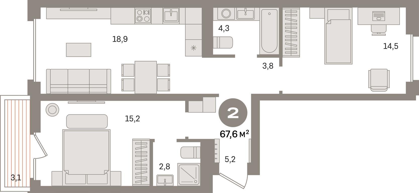 2-BD Apartment Sale, 67.6 sq. m. at Pervy kvartal, Kalinovaya ulitsa, derevnya Sapronovo, Leninskiy City District, Moscow Region, Russia #1 2-BD Apartment Sale, 67.6 sq. m. at Pervy kvartal, Kalinovaya ulitsa, derevnya Sapronovo, Leninskiy City District, Moscow Region, Russia #1