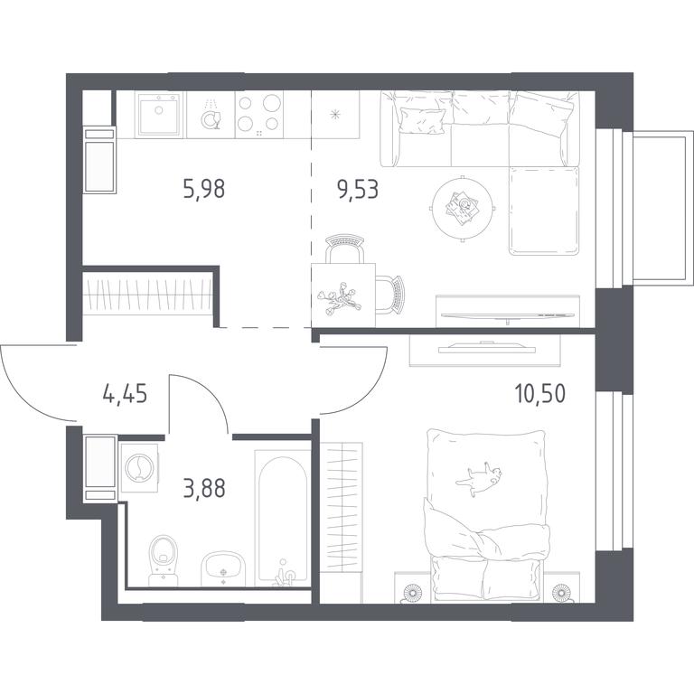 Apartment Sale, 34.34 sq. m. at Tomilino Park, 1-y kvartal, posyolok Zhilino-1, Lubertsy City District, Moscow Region, Russia #1 Apartment Sale, 34.34 sq. m. at Tomilino Park, 1-y kvartal, posyolok Zhilino-1, Lubertsy City District, Moscow Region, Russia #1