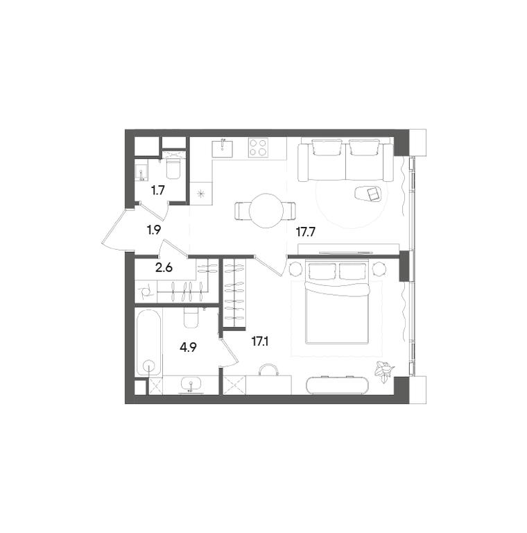 Продажа 1-комн. квартиры, 45,9 м² в ЖК «Грейн (Grain)», Старокалужское шоссе, 64с1, Москва, Россия #2