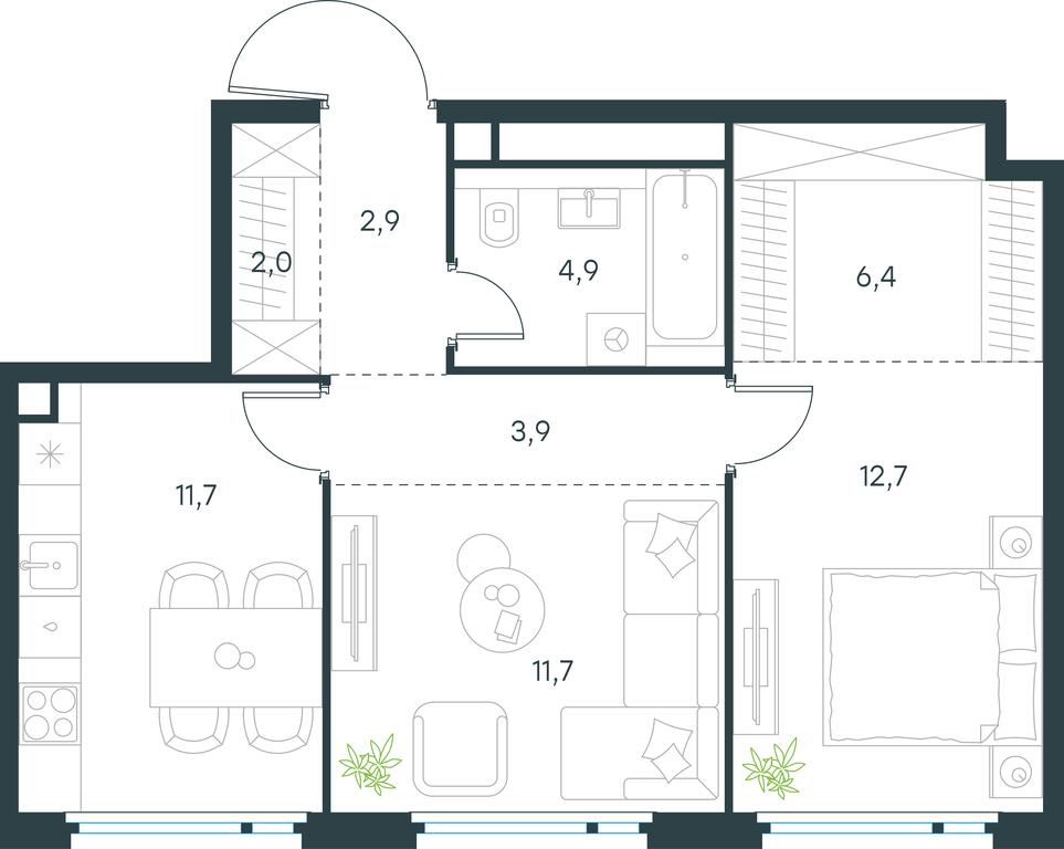 1-BD Apartment Sale, 56.2 sq. m. at Level Nizhegorodskaja, Perovskoye Highway, 21с1, Moscow, Russia #1
