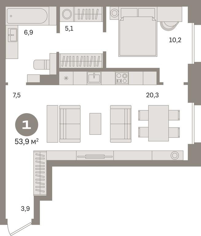 1-BD Apartment Sale, 53.9平方米 at Kvartal «MONS», Ogorodny Drive, Moscow, Russia #1 1-BD Apartment Sale, 53.9平方米 at Kvartal «MONS», Ogorodny Drive, Moscow, Russia #1