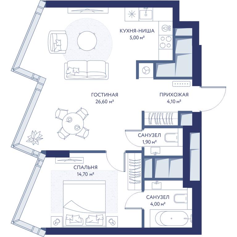 1-BD Apartment Sale, 56.3 sq. m. at HideOut, 3rd Setunsky Drive, Moscow, Russia #1 1-BD Apartment Sale, 56.3 sq. m. at HideOut, 3rd Setunsky Drive, Moscow, Russia #1