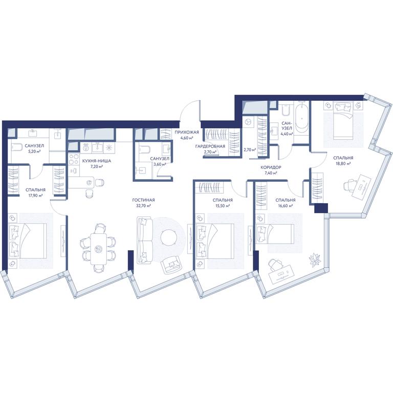 4-BD Apartment Sale, 139.3 sq. m. at HideOut, 3rd Setunsky Drive, Moscow, Russia #1 4-BD Apartment Sale, 139.3 sq. m. at HideOut, 3rd Setunsky Drive, Moscow, Russia #1