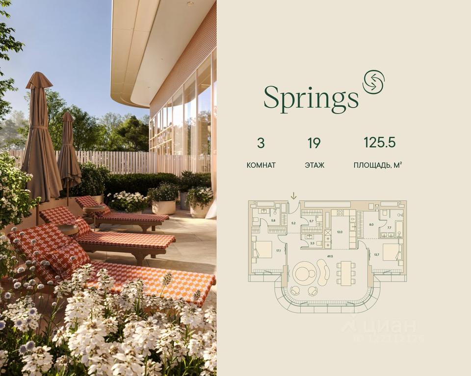 2-BD Apartment Sale, 125.5 sq. m. at Springs (Springs), Malaya Filyovskaya Street, 46, Moscow, Russia #1 2-BD Apartment Sale, 125.5 sq. m. at Springs (Springs), Malaya Filyovskaya Street, 46, Moscow, Russia #1