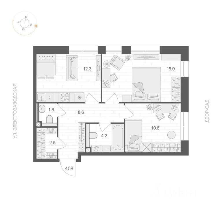 1-BD Apartment Sale, 55 sq. m. at ARTEL (Artel), Elektrozavodskaya Street, Moscow, Russia #1