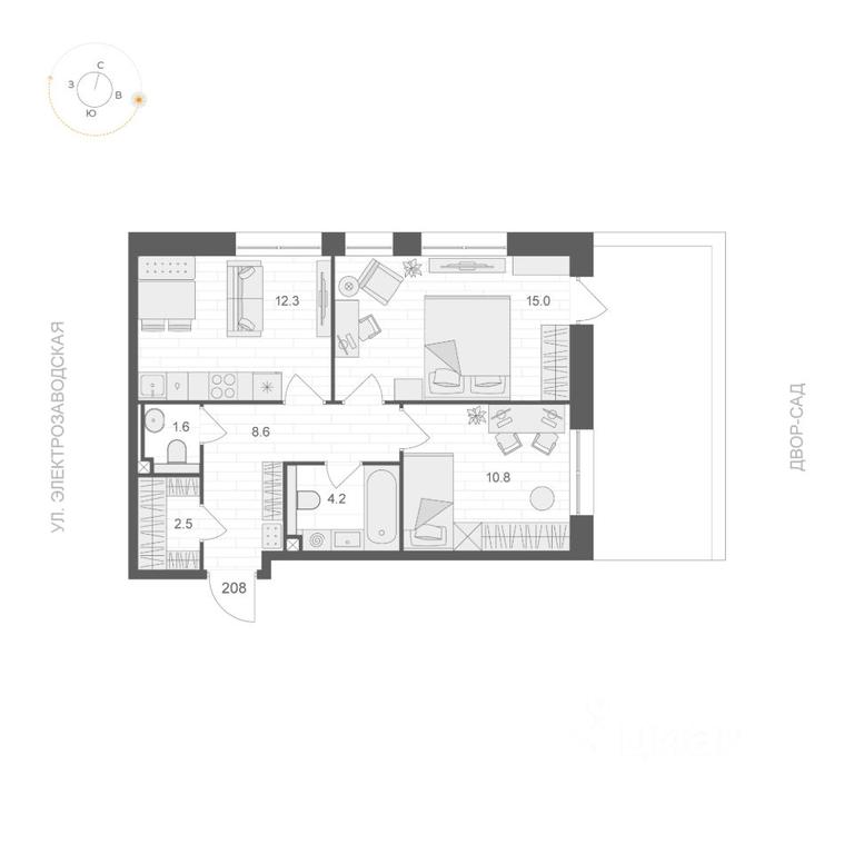 1-BD Apartment Sale, 55 sq. m. at ARTEL (Artel), Elektrozavodskaya Street, Moscow, Russia #1