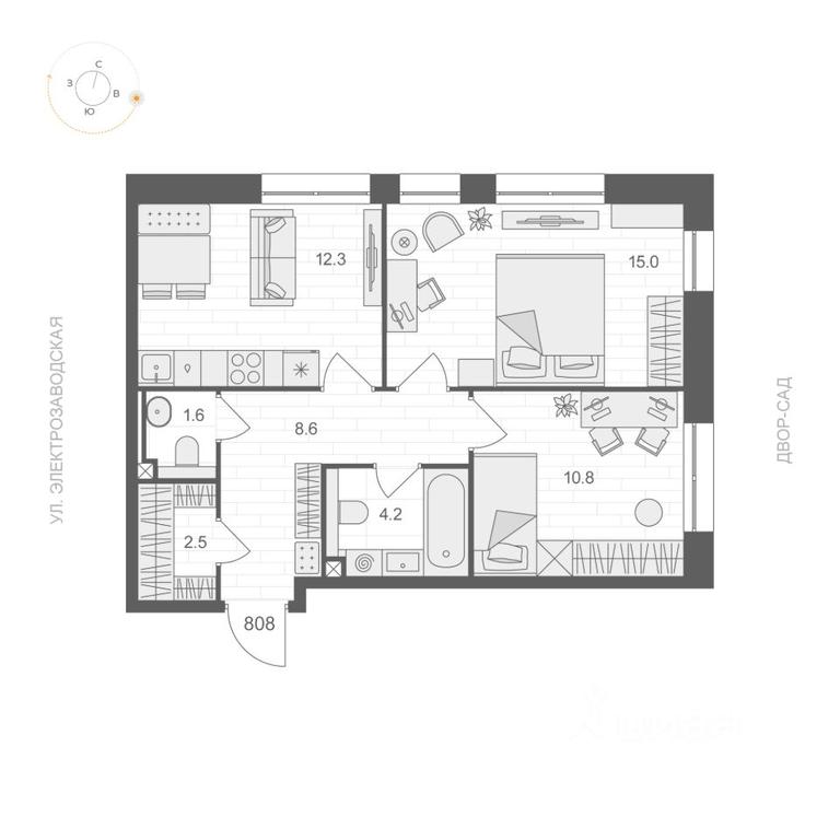 1-BD Apartment Sale, 55 sq. m. at ARTEL (Artel), Elektrozavodskaya Street, Moscow, Russia #1