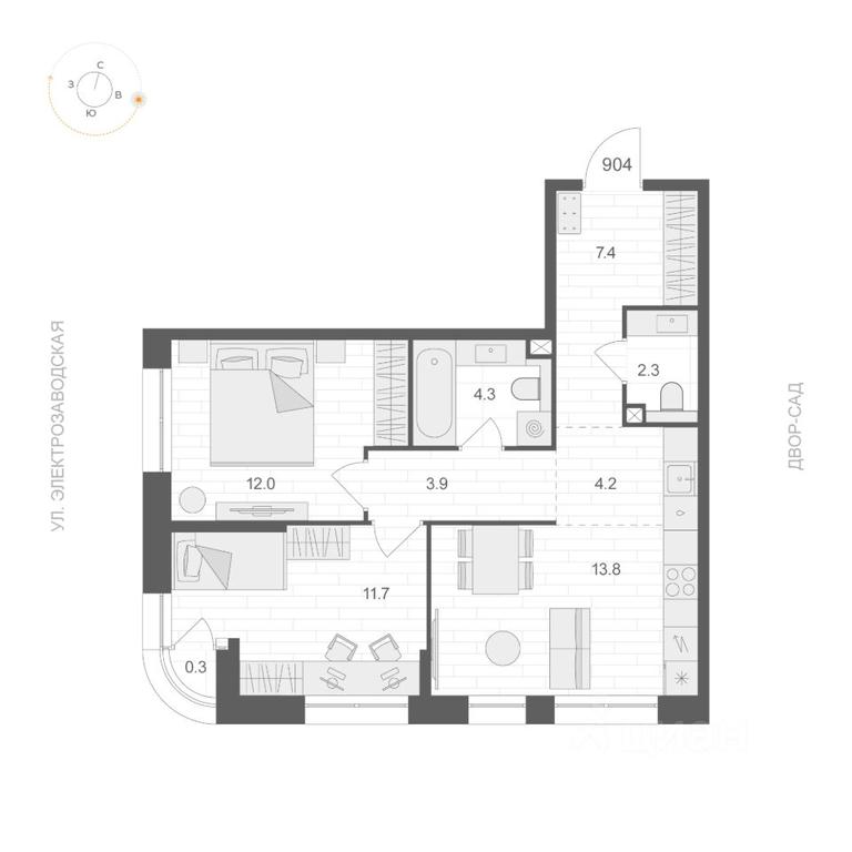 1-BD Apartment Sale, 59.75 sq. m. at ARTEL (Artel), Elektrozavodskaya Street, Moscow, Russia #1